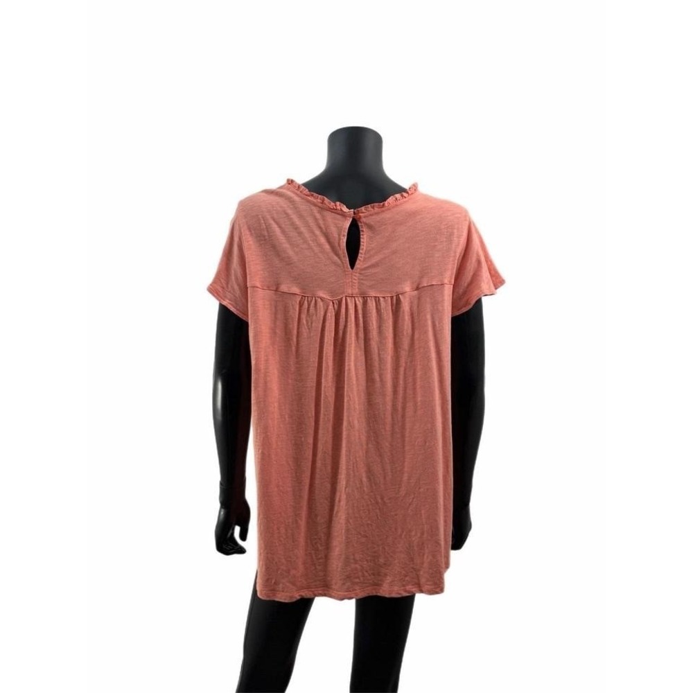 Ella Moss Women's Coral Pink Boho Short Sleeve Crochet Detail Top Size XL - Picture 4 of 8